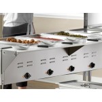 Avantco STE-5SG Five Pan Open Well Electric Steam Table with Undershelf, Overshelf, and Sneeze Guard - 208/240V, 3750W