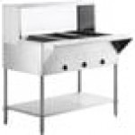 Avantco STE-5SG Five Pan Open Well Electric Steam Table with Undershelf, Overshelf, and Sneeze Guard - 208/240V, 3750W