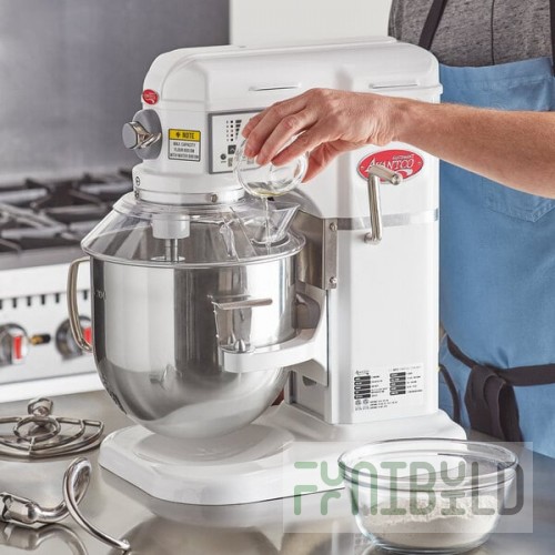 Avantco MIX8GWH White 8 Qt. Bowl Lift Countertop Mixer with Guard & Standard Accessories - 120V, 4/5 hp