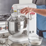 Avantco MIX8GWH White 8 Qt. Bowl Lift Countertop Mixer with Guard & Standard Accessories - 120V, 4/5 hp Avantco MIX8GWH White 8 Qt. Bowl Lift Countertop Mixer with Guard & Standard Accessories - 120V, 4/5 hp