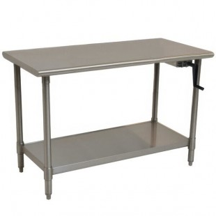 Eagle Group T3048SEB-HA Right Crank 16 Gauge Type 304 Stainless Steel Adjustable Height ADA / Ergonomic Work Table with Undershelf - 30 Eagle Group T3048SEB-HA Right Crank 16 Gauge Type 304 Stainless Steel Adjustable Height ADA / Ergonomic Work Table with Undershelf - 30