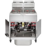 Vulcan 2VK45AF-1 PowerFry5 Natural Gas 90-100 lb. 2 Unit Floor Fryer System with Solid State Analog Controls and KleenScreen Filtration - 140,000 BTU