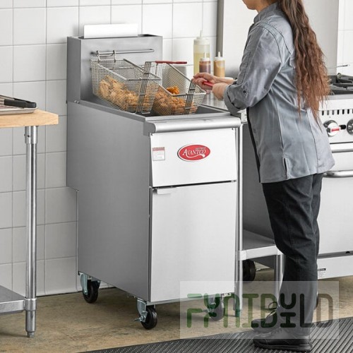 Avantco FF40 Liquid Propane 40 lb. Stainless Steel Floor Fryer - 90,000 BTU