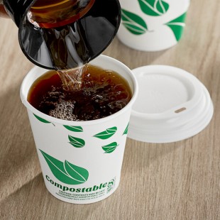 EcoChoice 10 oz. Leaf Print Compostable Paper Hot Cup and PLA Lid - 50/Case