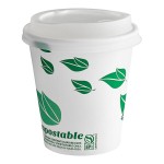 EcoChoice 10 oz. Leaf Print Compostable Paper Hot Cup and PLA Lid - 50/Case EcoChoice 10 oz. Leaf Print Compostable Paper Hot Cup and PLA Lid - 50/Case