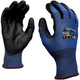 Cordova Machinist Blue HPPG Cut-Resistant Food-Safe Gloves with Black Polyurethane Palm Coating - Large - Pair