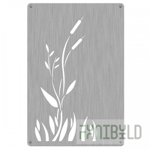 Commercial Zone 725529 Stainless Steel Replacement Panels with Cattail Design for 42 Gallon Trash and Recycling Bins - 4/Pack