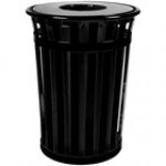 Witt Industries M3601-FT-BN Oakley Standard 36 Gallon Brown Steel Round Outdoor Decorative Trash Can with Flat Top Lid Witt Industries M3601-FT-BN Oakley Standard 36 Gallon Brown Steel Round Outdoor Decorative Trash Can with Flat Top Lid