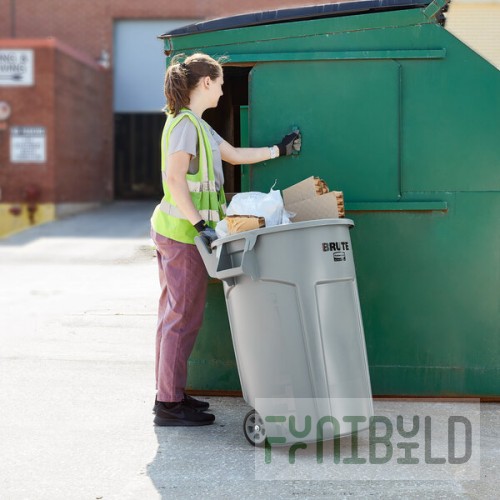 Rubbermaid® 2131929 BRUTE 44 Gallon Gray Wheeled Round Trash Can