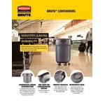 Rubbermaid® 2131929 BRUTE 44 Gallon Gray Wheeled Round Trash Can