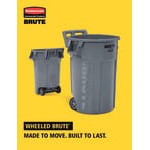 Rubbermaid® 2131929 BRUTE 44 Gallon Gray Wheeled Round Trash Can