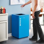 Lancaster Table & Seating 25 Gallon Blue Steel Square Decorative Recycling Bin with Open Top Lid Lancaster Table & Seating 25 Gallon Blue Steel Square Decorative Recycling Bin with Open Top Lid