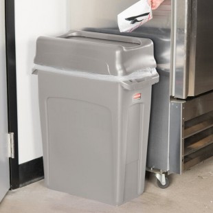 Rubbermaid® Slim Jim 64 Qt. / 16 Gallon Beige Rectangular Trash Can with Beige Drop Shot Lid Rubbermaid® Slim Jim 64 Qt. / 16 Gallon Beige Rectangular Trash Can with Beige Drop Shot Lid