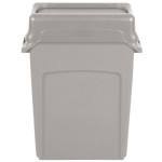 Rubbermaid® Slim Jim 64 Qt. / 16 Gallon Beige Rectangular Trash Can with Beige Drop Shot Lid