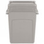 Rubbermaid® Slim Jim 64 Qt. / 16 Gallon Beige Rectangular Trash Can with Beige Drop Shot Lid
