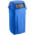 Toter ST50BLKT Slimline Blue 50 Gallon Square Trash Can with Square Dome Lid Toter ST50BLKT Slimline Blue 50 Gallon Square Trash Can with Square Dome Lid