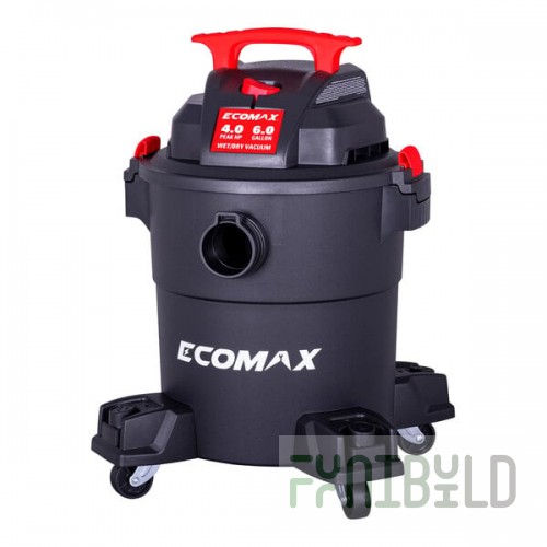 Ecomax EM18116P 6 Gallon 4 Peak hp Wet / Dry Vacuum with Tool Kit - 120V, 1 Phase