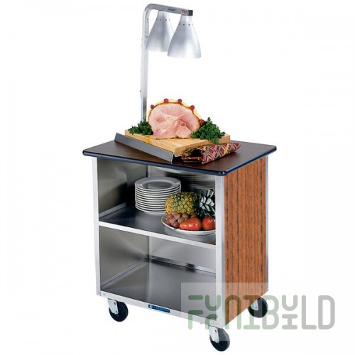 Lakeside 626VC Heavy-Duty Stainless Steel Three Shelf Flat Top Utility Cart with Enclosed Base and Victorian Cherry Finish - 18 3/4