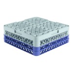 Noble Warewashing 25-Compartment Gray Full-Size Glass Rack with 2 Blue Extenders Noble Warewashing 25-Compartment Gray Full-Size Glass Rack with 2 Blue Extenders