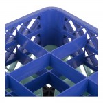 Noble Warewashing 25-Compartment Gray Full-Size Glass Rack with 2 Blue Extenders Noble Warewashing 25-Compartment Gray Full-Size Glass Rack with 2 Blue Extenders