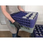 Noble Warewashing 25-Compartment Gray Full-Size Glass Rack with 2 Blue Extenders Noble Warewashing 25-Compartment Gray Full-Size Glass Rack with 2 Blue Extenders