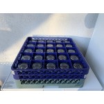 Noble Warewashing 25-Compartment Gray Full-Size Glass Rack with 2 Blue Extenders Noble Warewashing 25-Compartment Gray Full-Size Glass Rack with 2 Blue Extenders