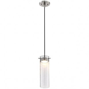 SATCO/NUVO Pulse 1-Light LED Mini Pendant Light with Clear Seeded Glass and Brushed Nickel Finish - 120V, 12W SATCO/NUVO Pulse 1-Light LED Mini Pendant Light with Clear Seeded Glass and Brushed Nickel Finish - 120V, 12W