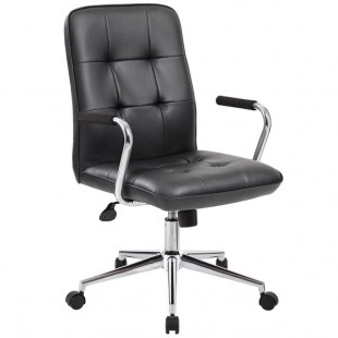 Boss B331-BK Black Modern Office Chair with Chrome Arms Boss B331-BK Black Modern Office Chair with Chrome Arms