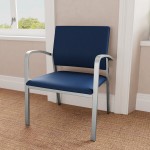 Lesro Newport Patriot Plus Imperial Blue Vinyl Oversized Guest Arm Chair with Silver Powder-Coated Steel Legs Lesro Newport Patriot Plus Imperial Blue Vinyl Oversized Guest Arm Chair with Silver Powder-Coated Steel Legs