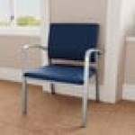 Lesro Newport Patriot Plus Imperial Blue Vinyl Oversized Guest Arm Chair with Silver Powder-Coated Steel Legs Lesro Newport Patriot Plus Imperial Blue Vinyl Oversized Guest Arm Chair with Silver Powder-Coated Steel Legs