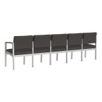 Lesro Lenox Steel Patriot Plus Charcoal Vinyl 5-Seat Sofa with Center Arms
