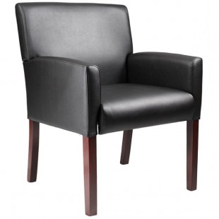 Boss B629M Black Box Arm Chair with Mahogany Finish Boss B629M Black Box Arm Chair with Mahogany Finish
