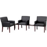 Boss B629M Black Box Arm Chair with Mahogany Finish