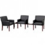 Boss B629M Black Box Arm Chair with Mahogany Finish