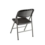 Lancaster Table & Seating Black Contoured Injection Molded Folding Chair with Charcoal Frame and Sage Gray Legs Lancaster Table & Seating Black Contoured Injection Molded Folding Chair with Charcoal Frame and Sage Gray Legs