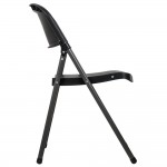 Lancaster Table & Seating Black Contoured Injection Molded Folding Chair with Charcoal Frame and Sage Gray Legs Lancaster Table & Seating Black Contoured Injection Molded Folding Chair with Charcoal Frame and Sage Gray Legs