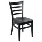 BFM Seating Berkeley Black Beechwood Ladder Back Side Chair with Relic Knotty Pine Seat BFM Seating Berkeley Black Beechwood Ladder Back Side Chair with Relic Knotty Pine Seat