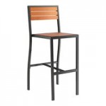 Lancaster Table & Seating Axel Black Powder-Coated Outdoor Chair with Brown Faux Teak Slat Seat Lancaster Table & Seating Axel Black Powder-Coated Outdoor Chair with Brown Faux Teak Slat Seat