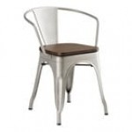 Lancaster Table & Seating Alloy Silver Indoor Arm Chair with Natural Wood Seat Lancaster Table & Seating Alloy Silver Indoor Arm Chair with Natural Wood Seat
