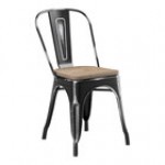 Lancaster Table & Seating Alloy Distressed Copper Indoor Cafe Chair with Gray Wood Seat