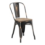 Lancaster Table & Seating Alloy Distressed Copper Indoor Cafe Chair with Gray Wood Seat