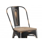 Lancaster Table & Seating Alloy Distressed Copper Indoor Cafe Chair with Gray Wood Seat