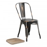 Lancaster Table & Seating Alloy Distressed Copper Indoor Cafe Chair with Gray Wood Seat