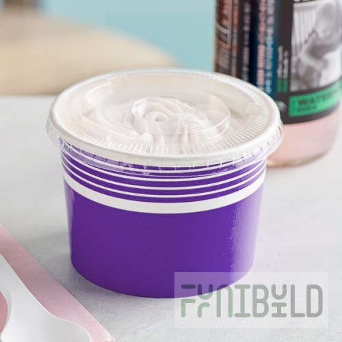Choice 12 oz. Purple Paper Frozen Yogurt / Food Cup with Flat Lid - 50/Case