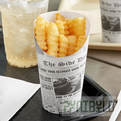 Choice Large 16 oz. Paper Scoop Cup with Newsprint Design - 50/Pack