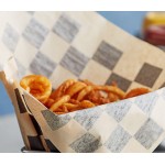 Choice Kraft Black Check Wire Cone Basket Liner / Deli Wrap / Double Open Bag 9