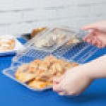 Fineline 9293-L Flairware Clear PET Plastic Serving Tray Dome Tray Lid - 48/Case