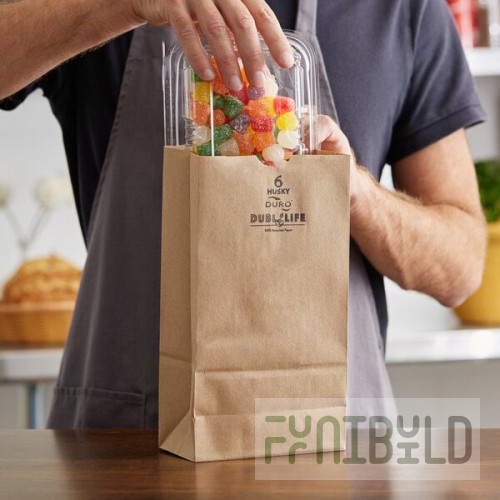 Duro Husky Dubl Life 6 lb. Heavy Duty Natural Kraft Paper Bag - 400/Bundle