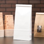 Choice 1 lb. White Customizable Paper Coffee Bag with Reclosable Tin Tie - 1,000/Case