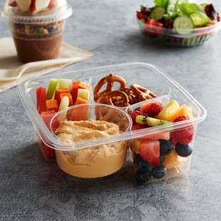 Fabri-Kal GS6-3W Greenware 3-Compartment Clear PLA Plastic Compostable Container - 50/Pack